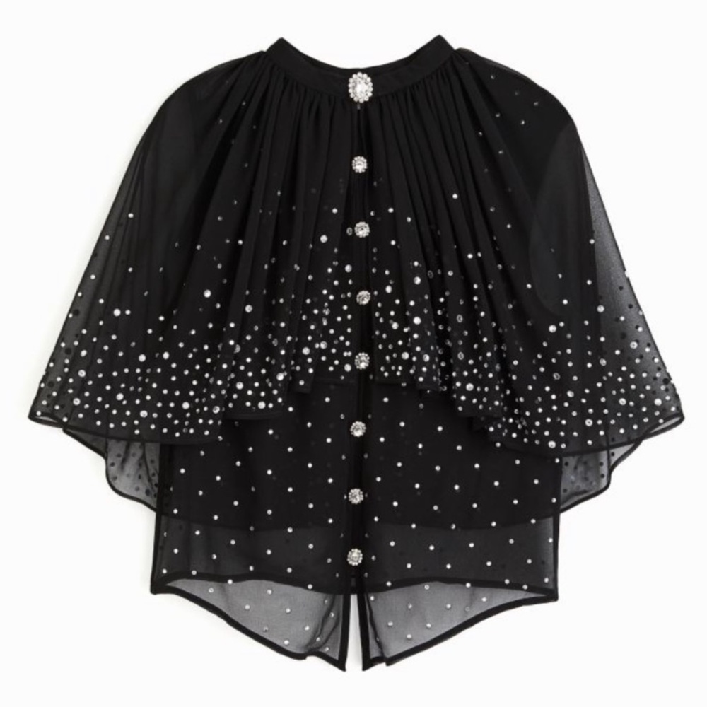 H&M x Rabanne Embellished Chiffon Cape Top Size Small